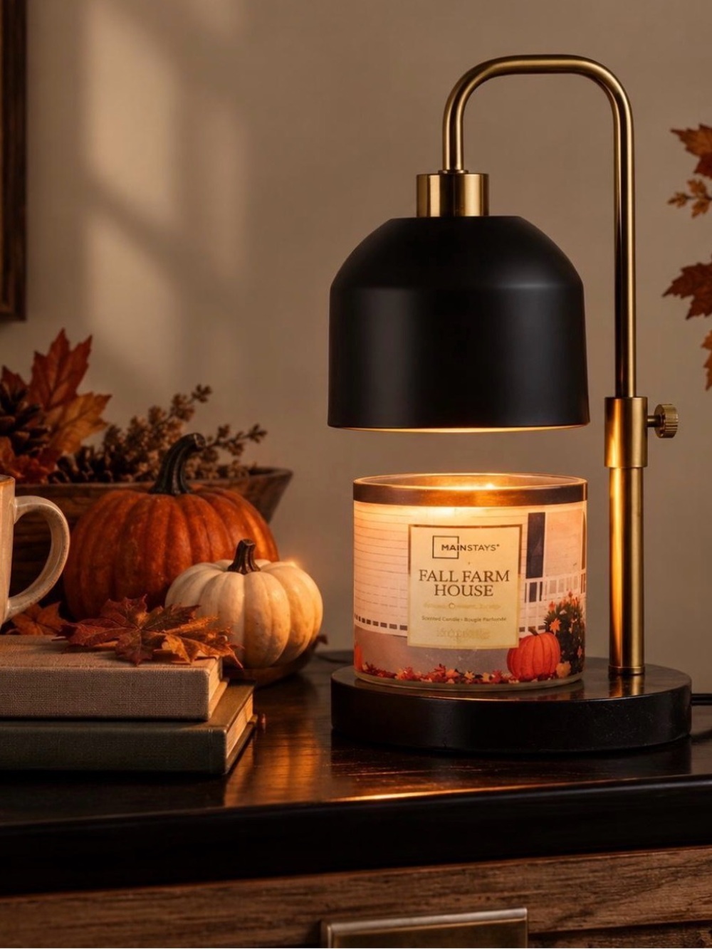 NWT Better Homes & Gardens Electric Candle Warmer Lamp + Mainstays Candle